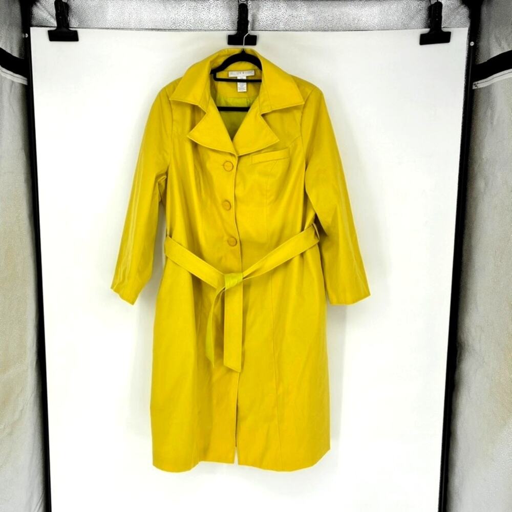Vintage Women's Allison Woods Lemon Yellow Trench Coat - Plus Size 14W